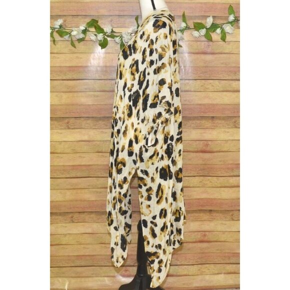 Marcus Adler Long Cheetah Print Boho Kimono Cardigan Cover Up Womens One Size - Picture 7 of 12